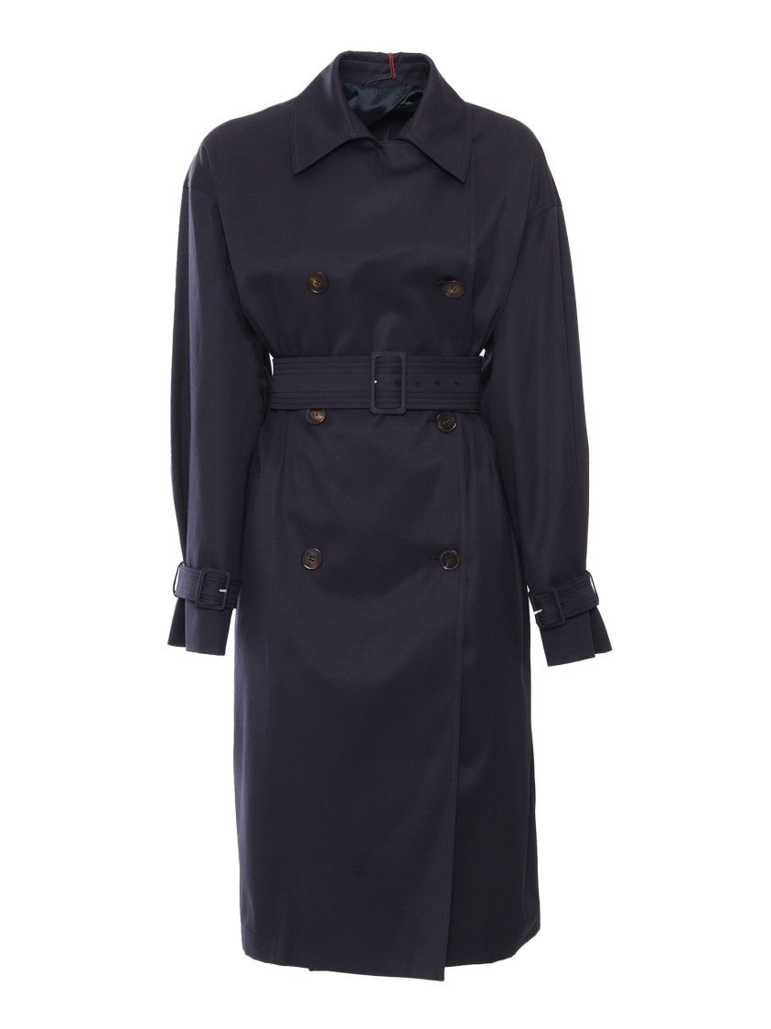 Max Mara Classic Black Double-Breasted Ebrien Raincoat