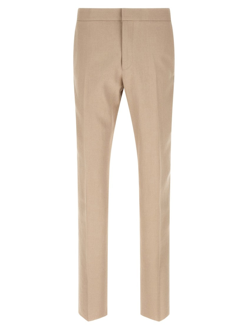Zegna Formal Linen Trousers With Adjustable Drawstring