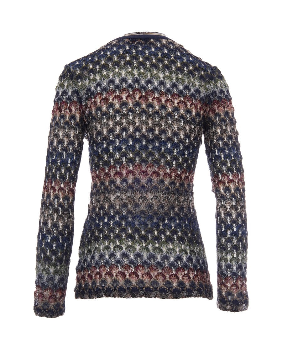 Missoni Fitted Long-Sleeve Top With Textured Knit And V-Neckline