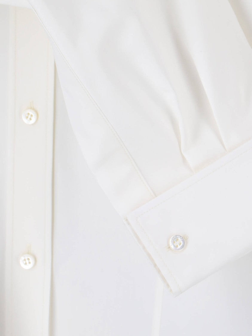 Balenciaga White Asymmetrical Cotton Silk Blend Shirt