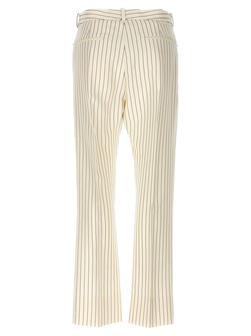 Tom Ford Pinstripe Pants With Central Crease In Wool-Silk Blend