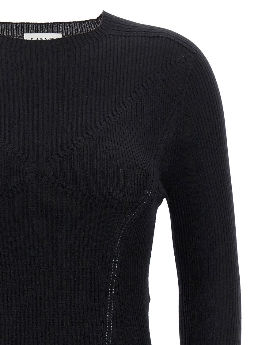 Lanvin Ribbed Crewneck Sweater In Cashmere Blend