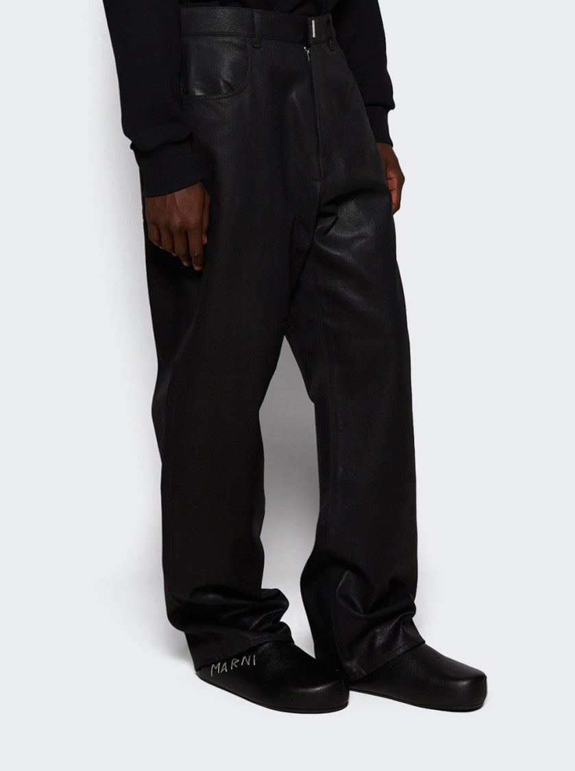 Marni Logo Embroidered Fussbett Sabot Shoes Black