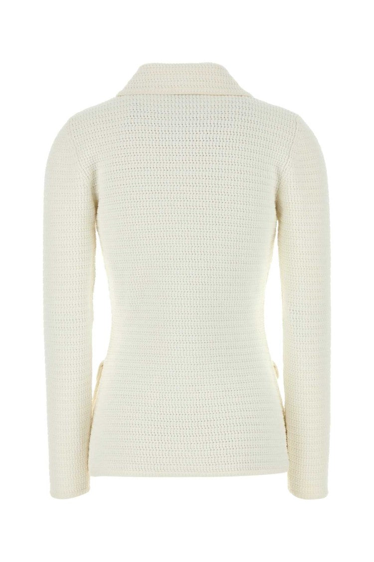 Gucci White Stretch Crochet Blazer
