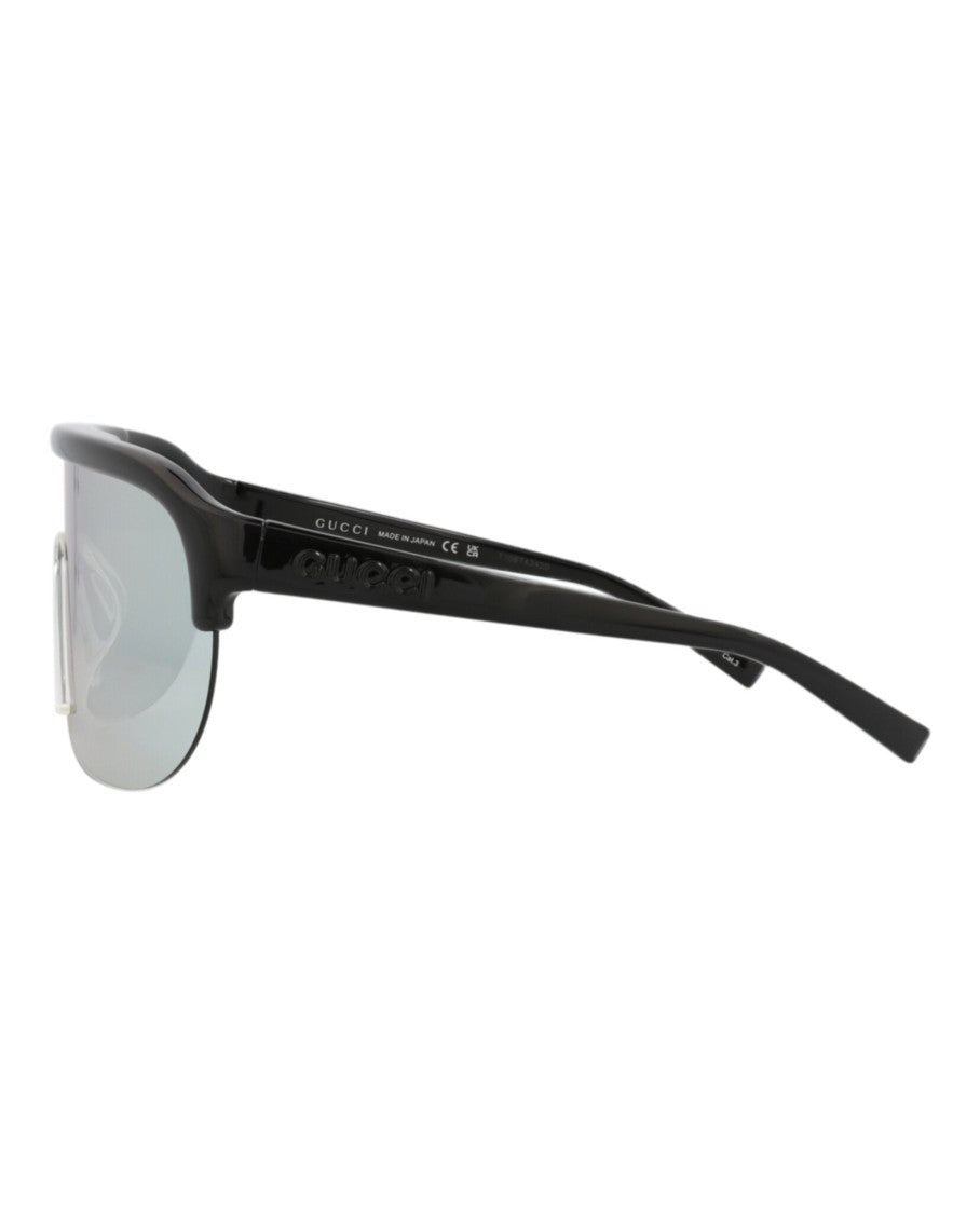 Gucci Shield-Frame Injection Sunglasses With Saddle Nose Bridge