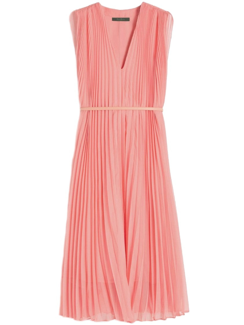 Max Mara Pink Mxecapsul Sleeveless Midi Pleated Dress