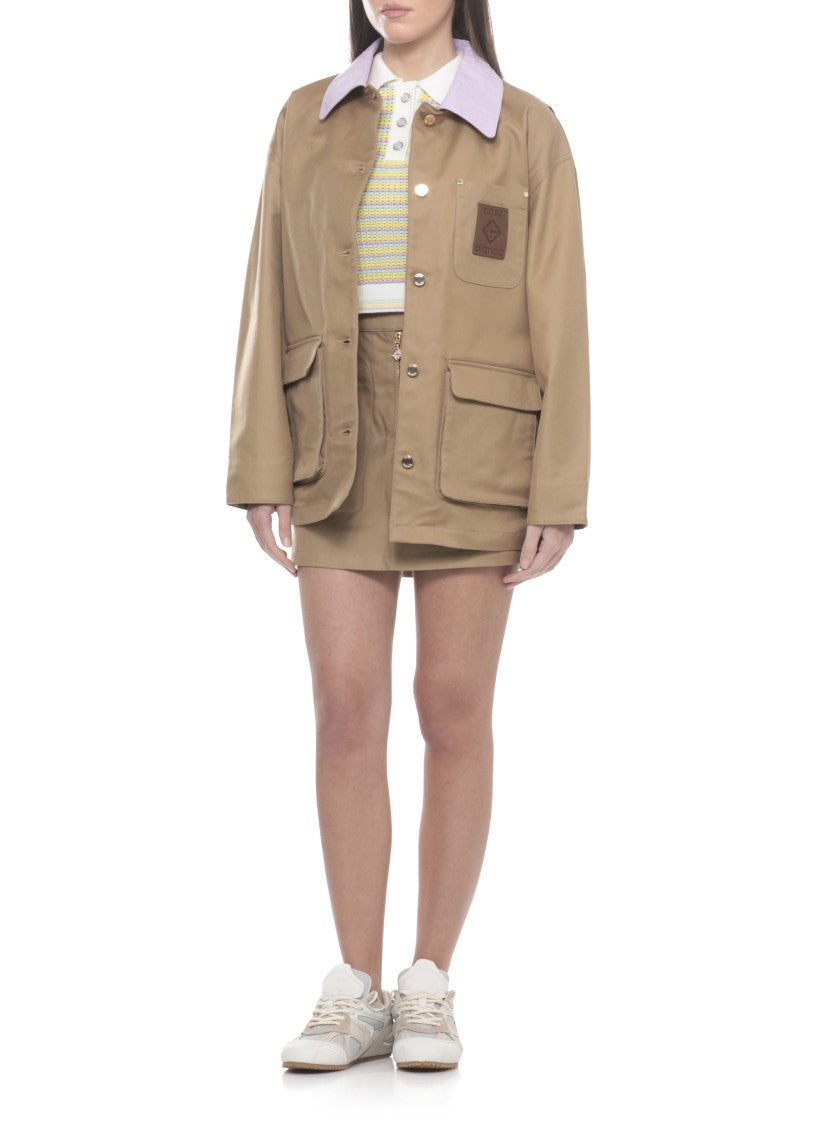 Casablanca Beige Cotton Mini Skirt With Utilitarian Design Elements