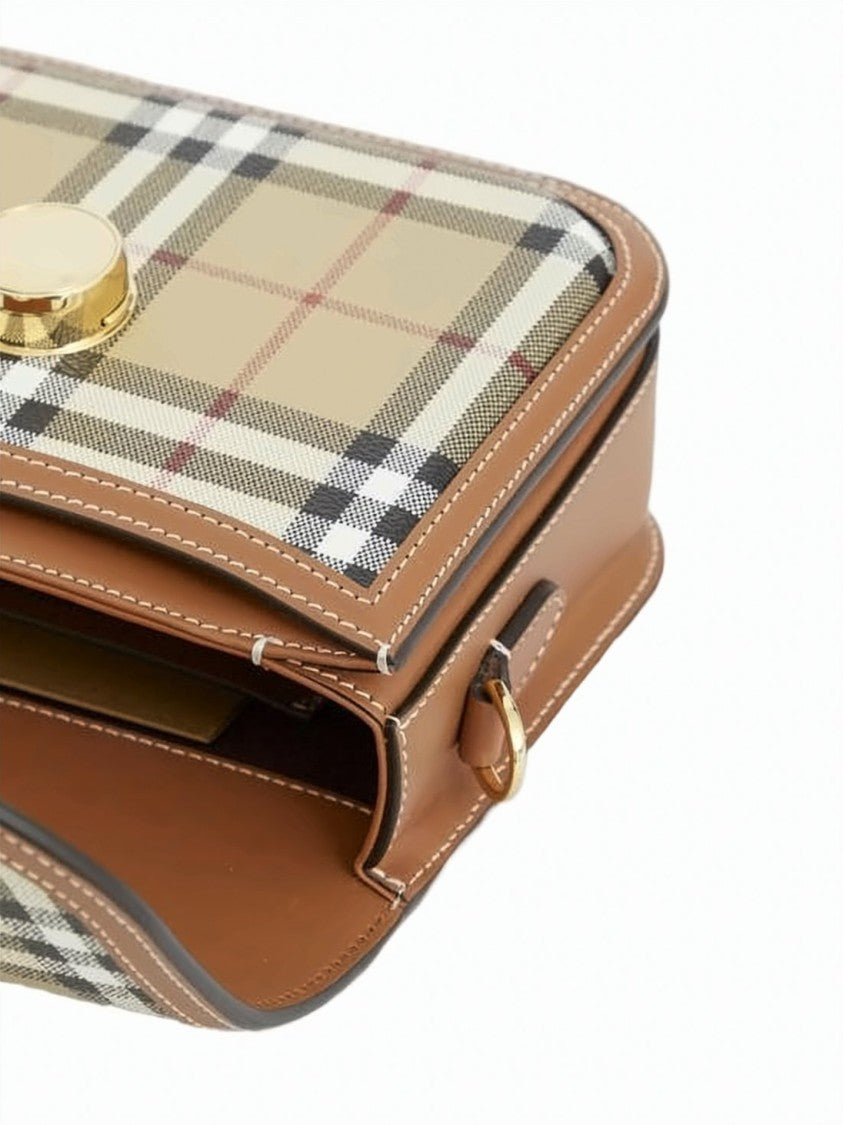 Burberry Small Rectangular Bag With Classic Checkered Pattern And Gold-Tone Clasp
