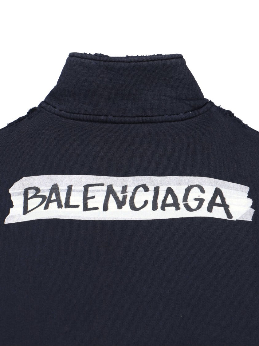 Balenciaga "Masking Tape" Zip Hoodie – Black