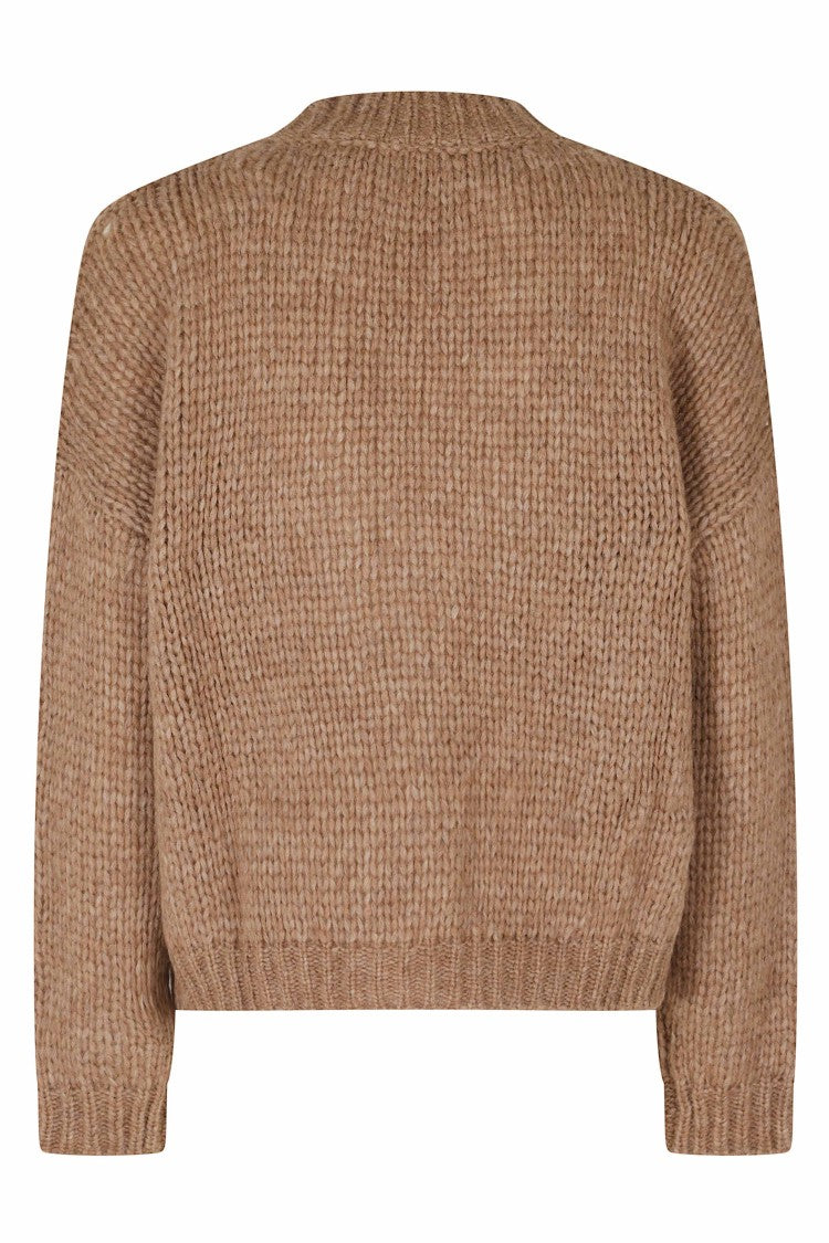 Roberto Collina Camel V-Neck Chunky Knit Alpaca-Blend Cardigan