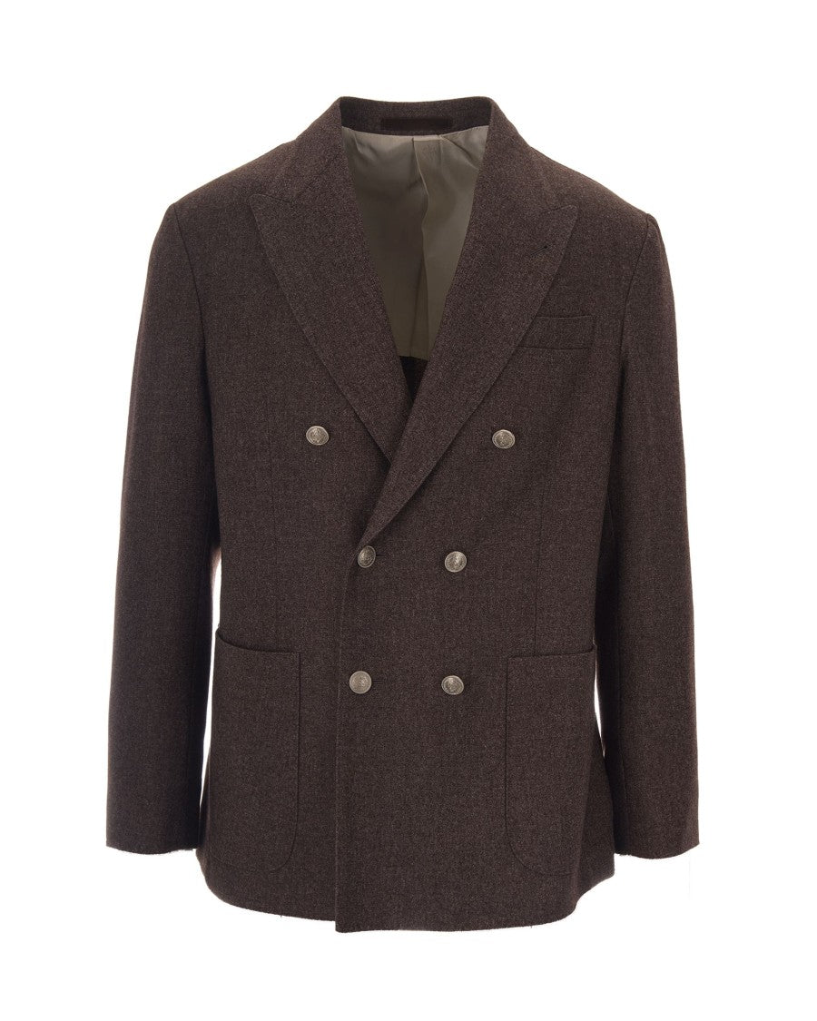 Eleventy Double-Breasted Jacket With Notch Lapel And Metallic Buttons