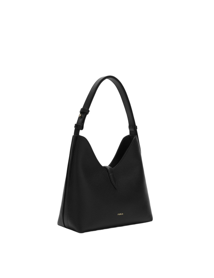 Furla Goccia S Leather Hobo Bag, Black