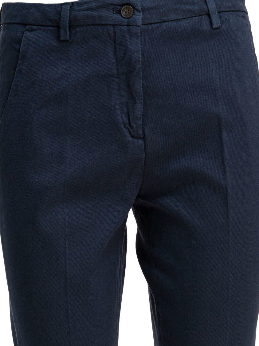 Briglia Tailored Blue Trousers With Mid-Rise Waist