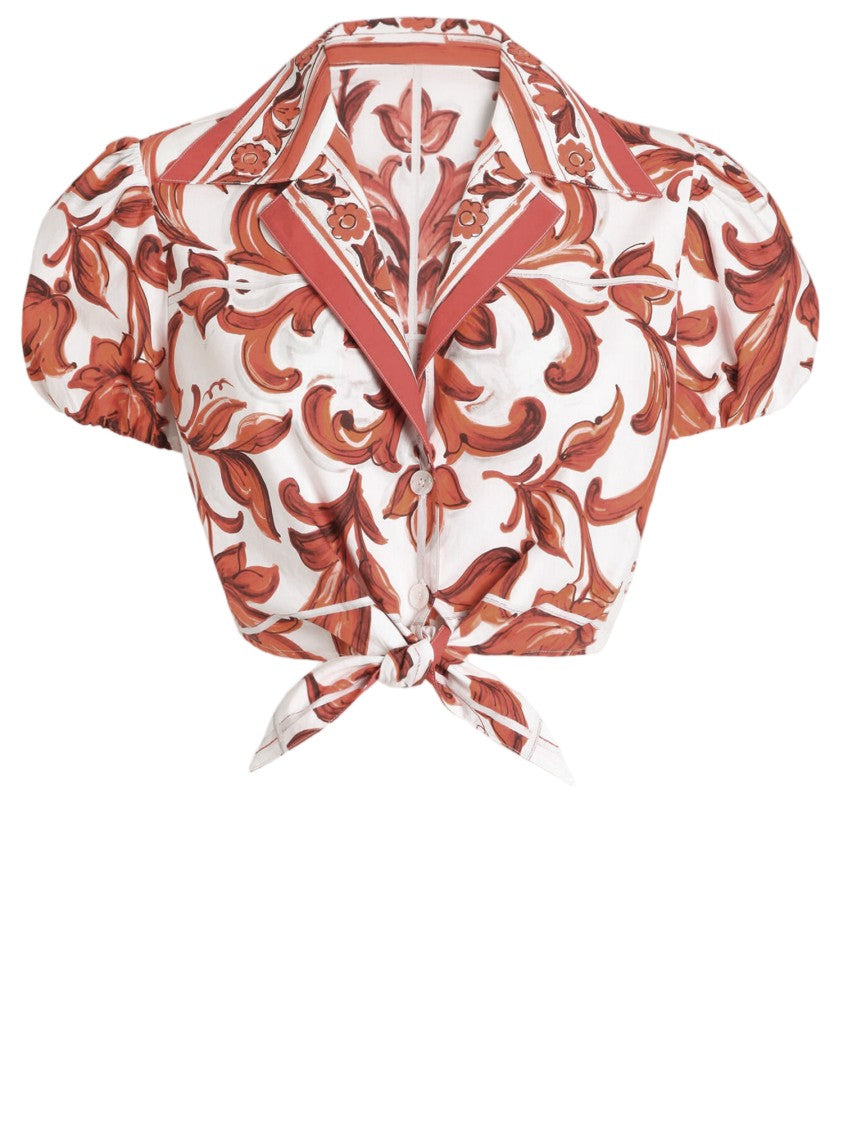 Dolce & Gabbana Maiolica Print Cotton Poplin Shirt