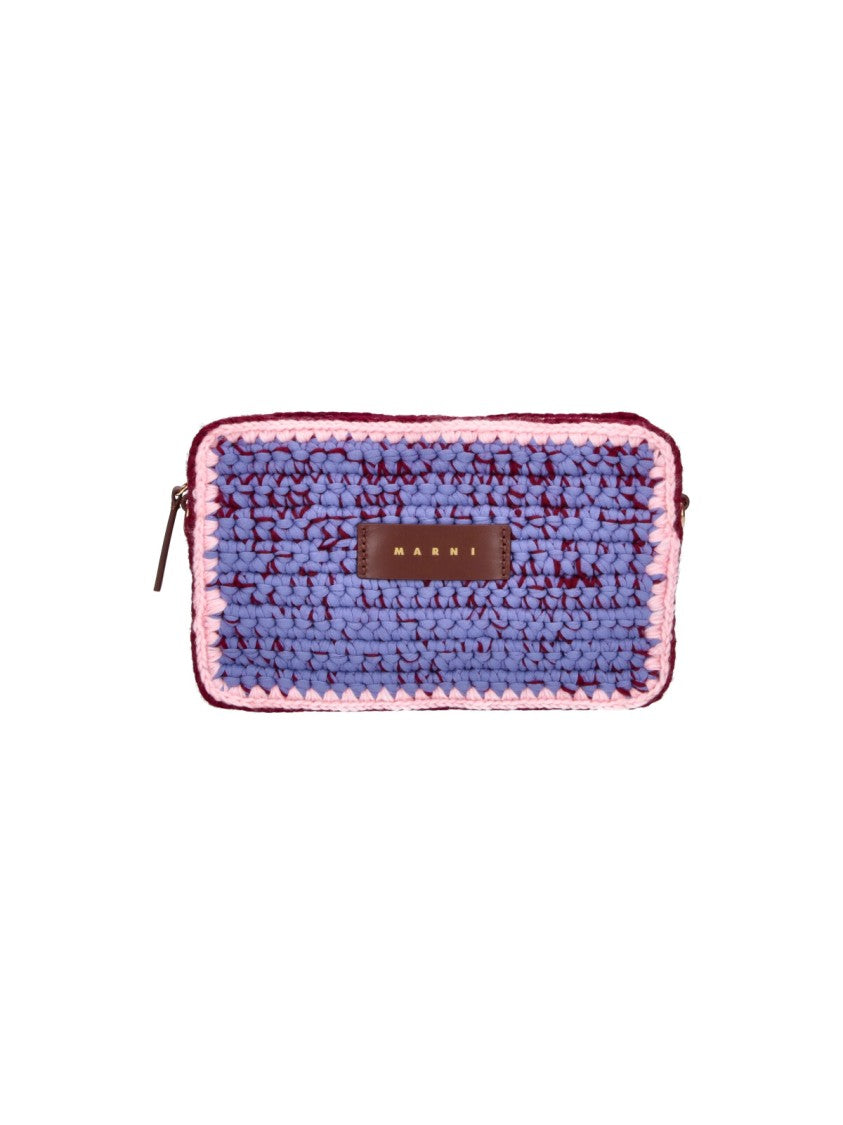 Marni Textured Knit Wool Shoulder Bag With Zip Closure