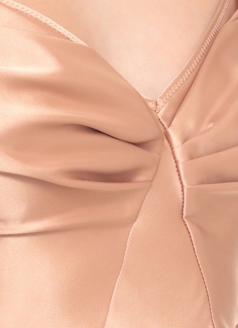 Elisabetta Franchi Satin Evening Dress With Sweetheart Neckline And Flared Hem