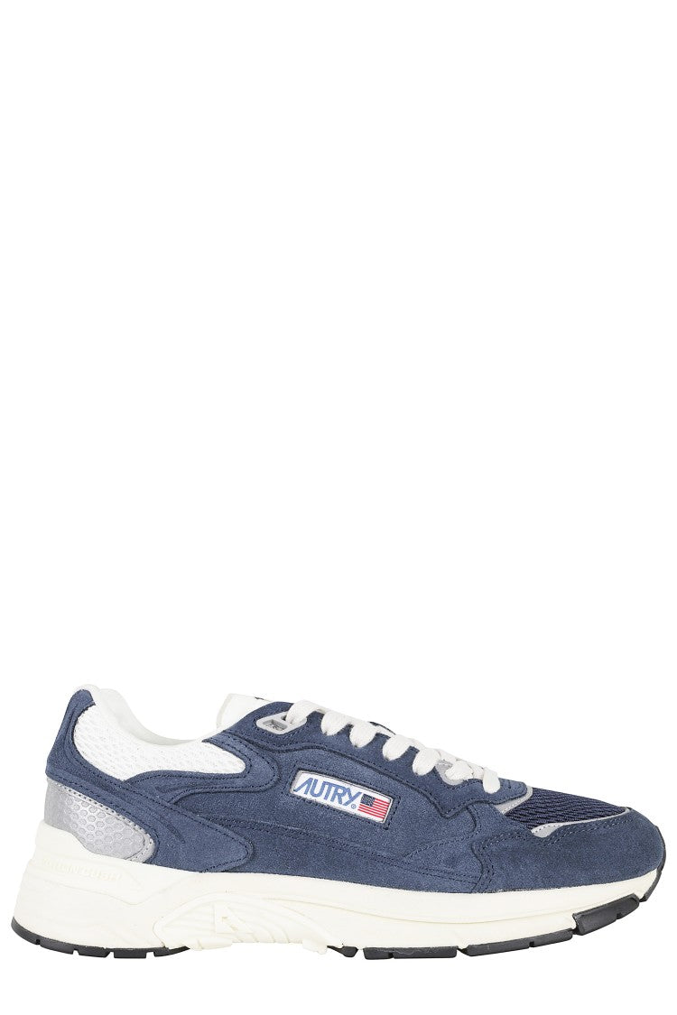 Autry Silver Blue Hyperway Low Suede Mesh Leather Sneakers