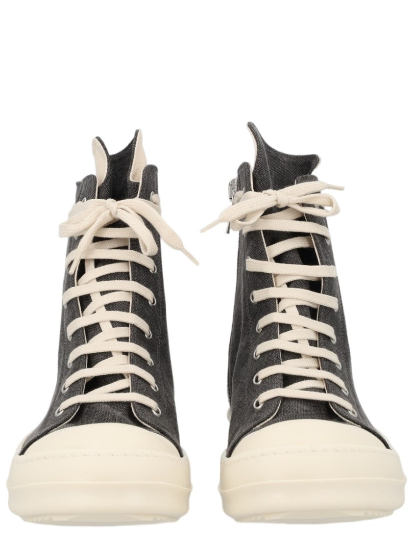 Drkshdw By Rick Owens Grey Cotton Textured High-Top Sneakers
