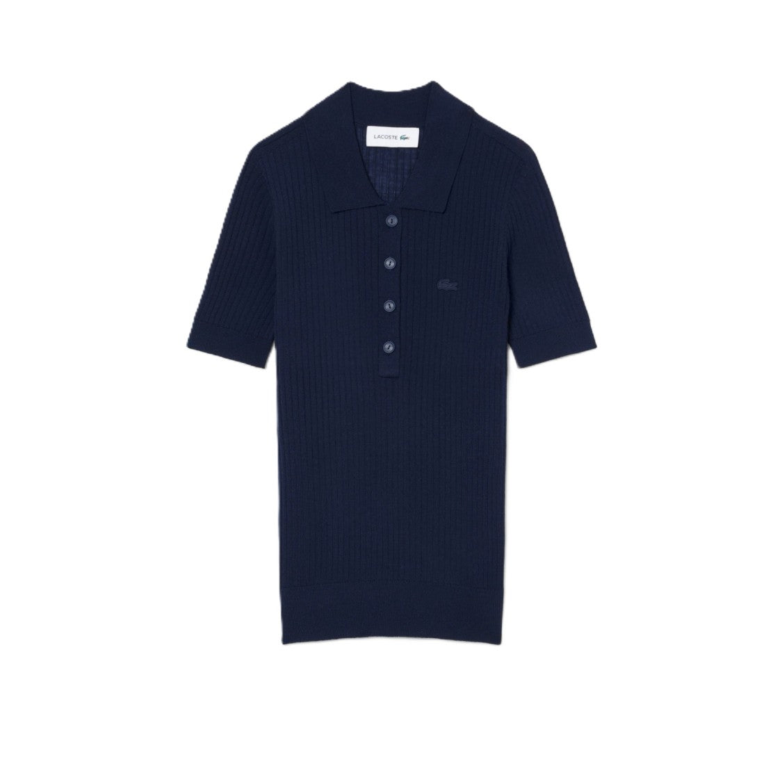 Lacoste Ribbed Knit Polo Shirt With Classic Collar