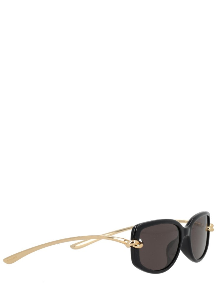 Bottega Veneta Knot Black Rectangular Sunglasses