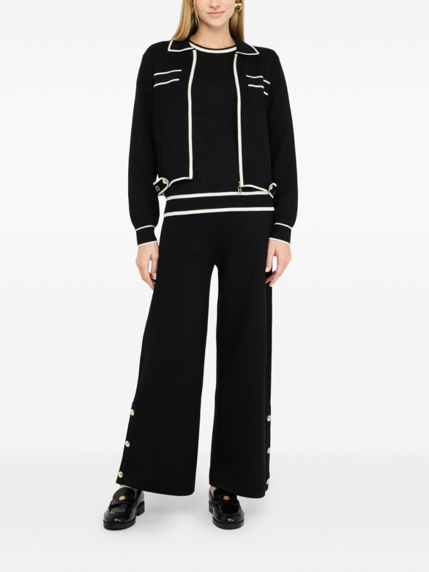 Liu Jo Black Zip-Up Sweater With Classic Collar