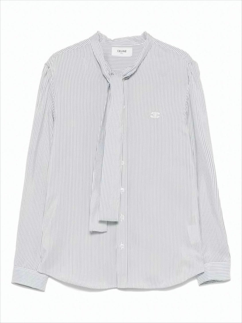 Celine Silk Blouse With Vertical Pinstripe