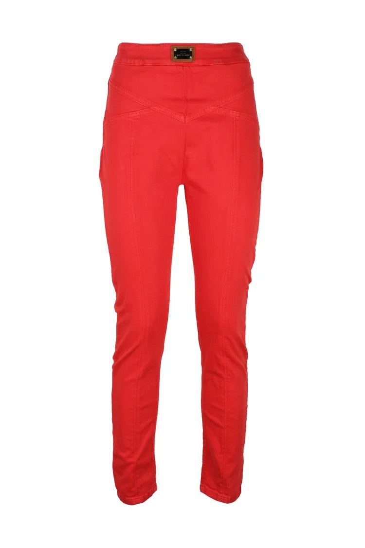 Elisabetta Franchi High Waist Skinny Jeans - Red