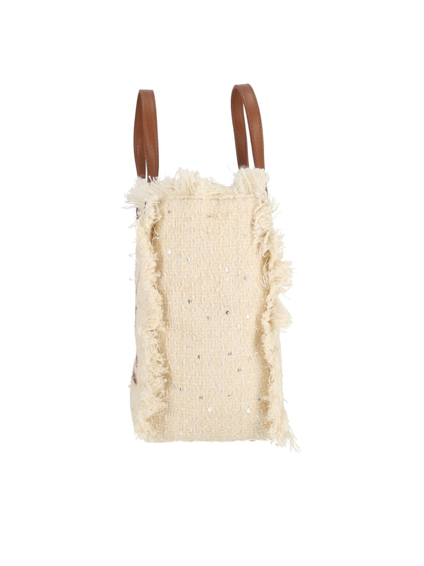 Mc2 Saint Barth Multicolor Colette Tweed Mini Sequins Fringed Handbag