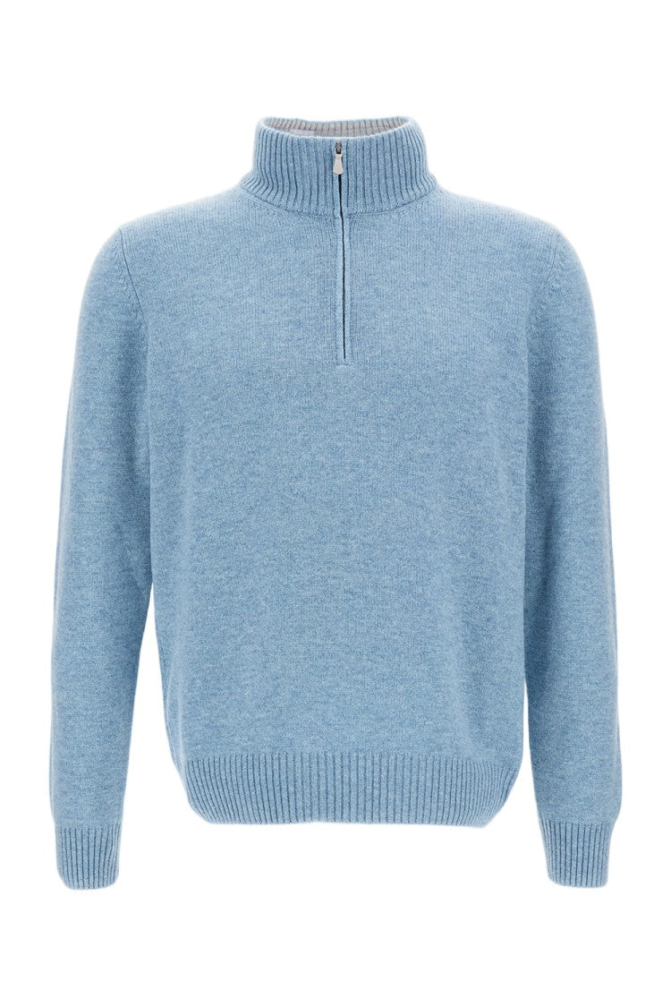 Gran Sasso Smooth Fine-Knit Clear Blue Sweater