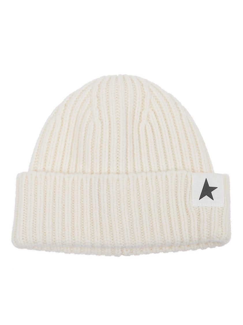 Golden Goose Knit Wool Beanie With Ribbed Texture
