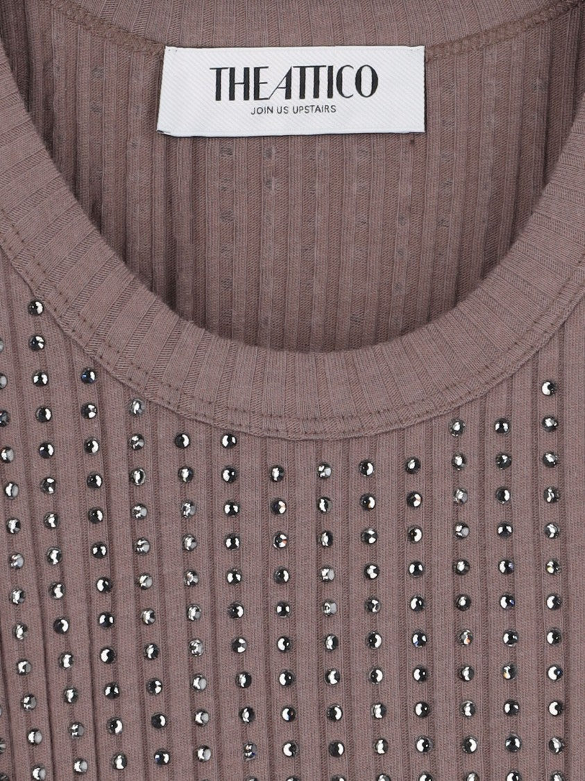 The Attico Crystal Mini Dress – Brown