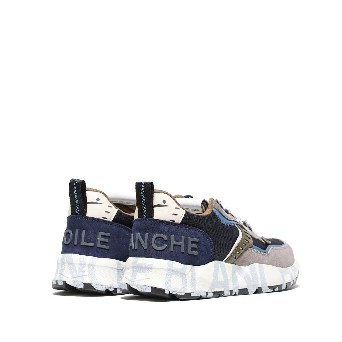 Voile Blanche Club Sneakers In Blue Technical Fabric And Sand Suede