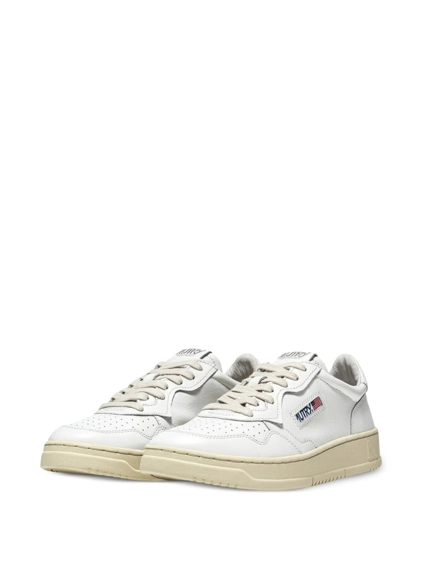 Autry White Medalist Low Leather Perforated Sneakers