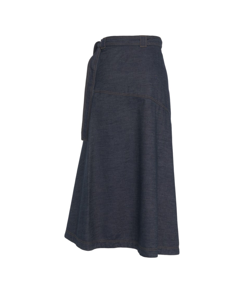 Munthe Trapeze Wrap Midi Skirt With Practical Waist Closure