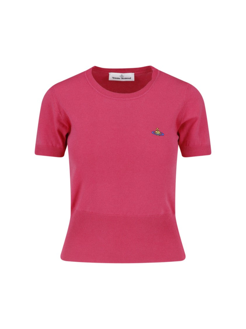 Vivienne Westwood Fitted Red Crop Top With Ribbed Details
