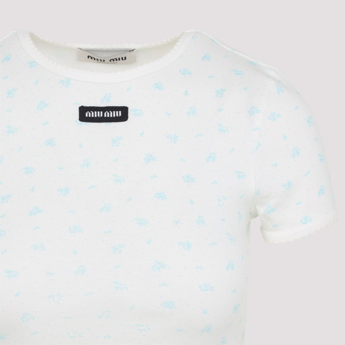 Miu Miu Fitted Floral Print Cotton T-Shirt