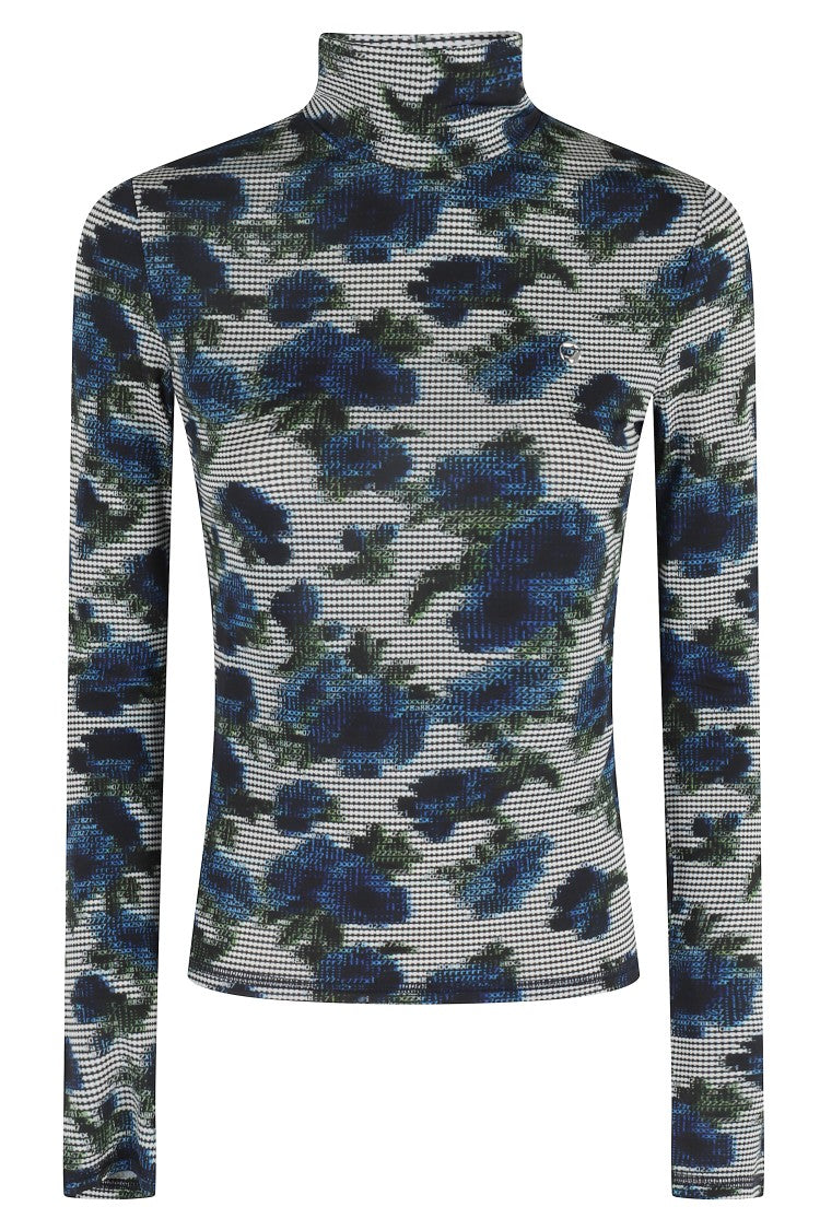 Coperni High-Neck Fitted Jersey Top With Abstract Floral Print