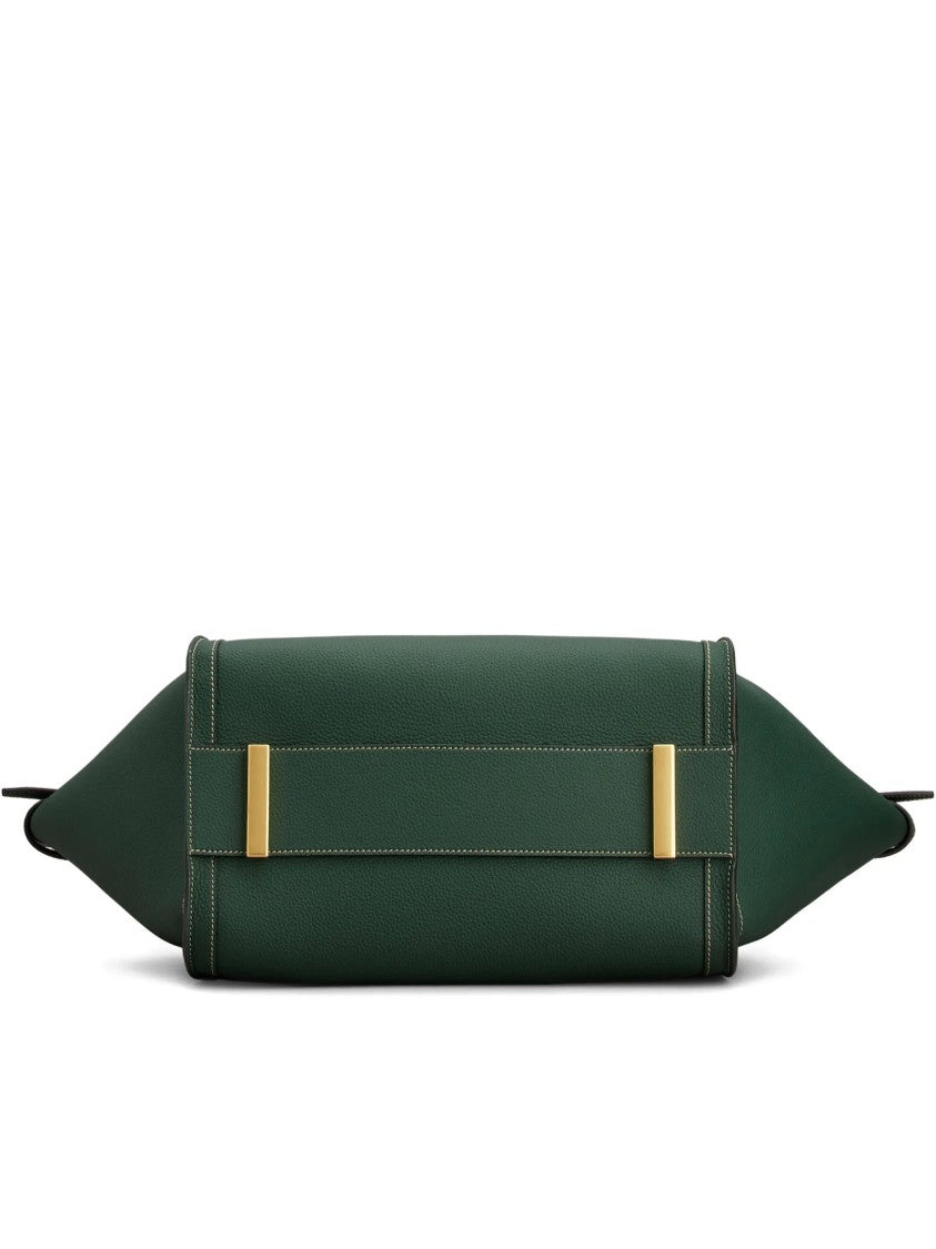 Tod's Deep Green Trapezoidal Leather Shoulder Bag