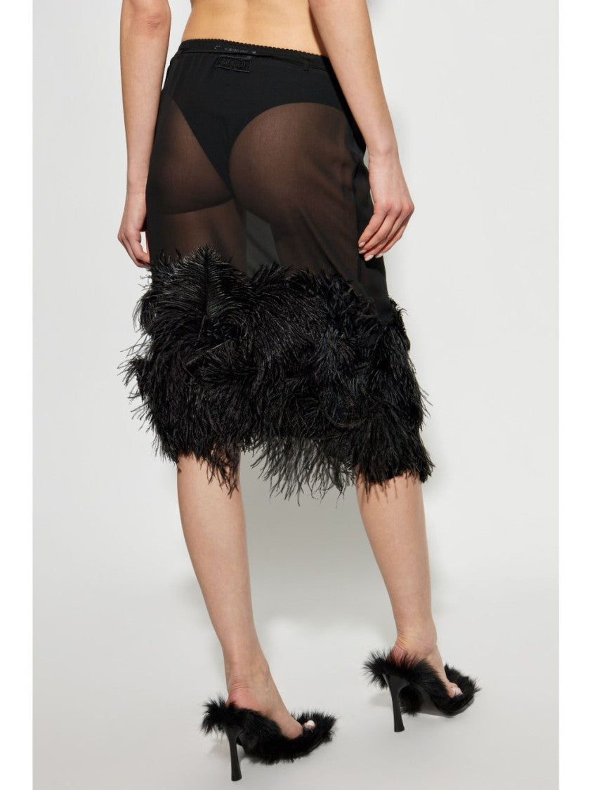 The Attico Midi Skirt With Tone-On-Tone Feather Hem