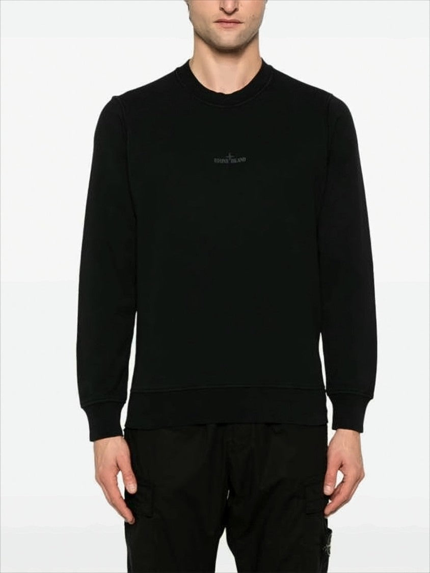 Stone Island Black Crewneck Sweatshirt With Logo Detailing