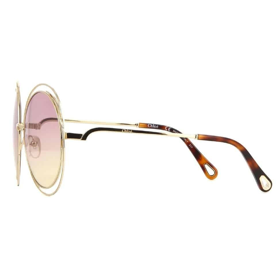 Chloé Gradient Tint Round Sunglasses With Tortoiseshell Temple Tips