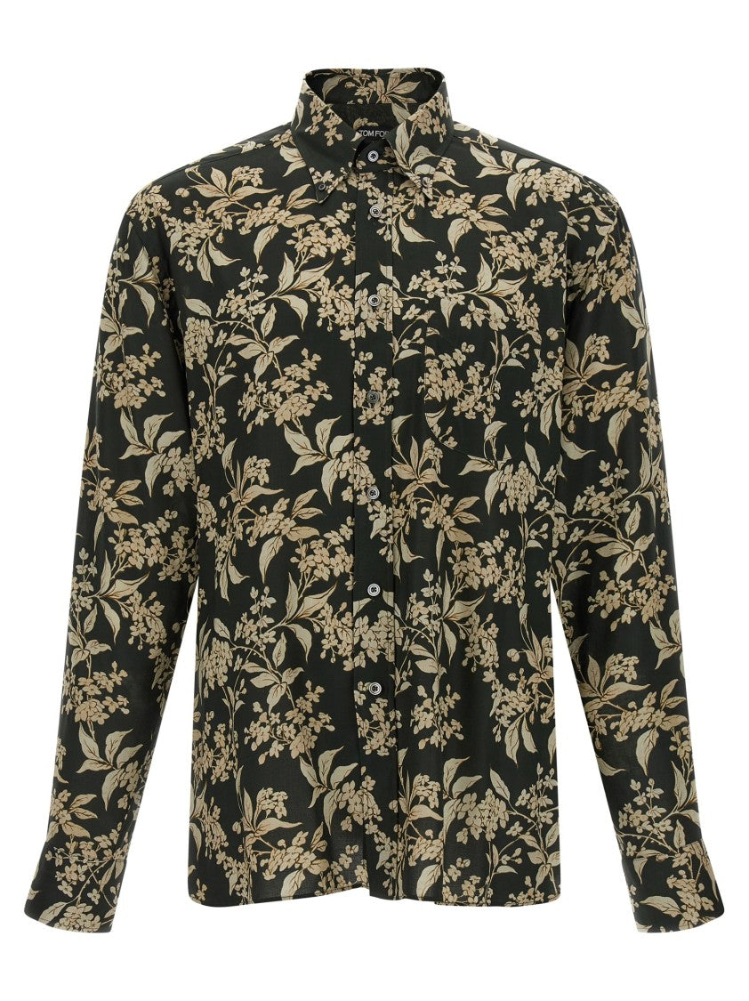 Tom Ford Botanical Print Lyocell Button-Down Shirt