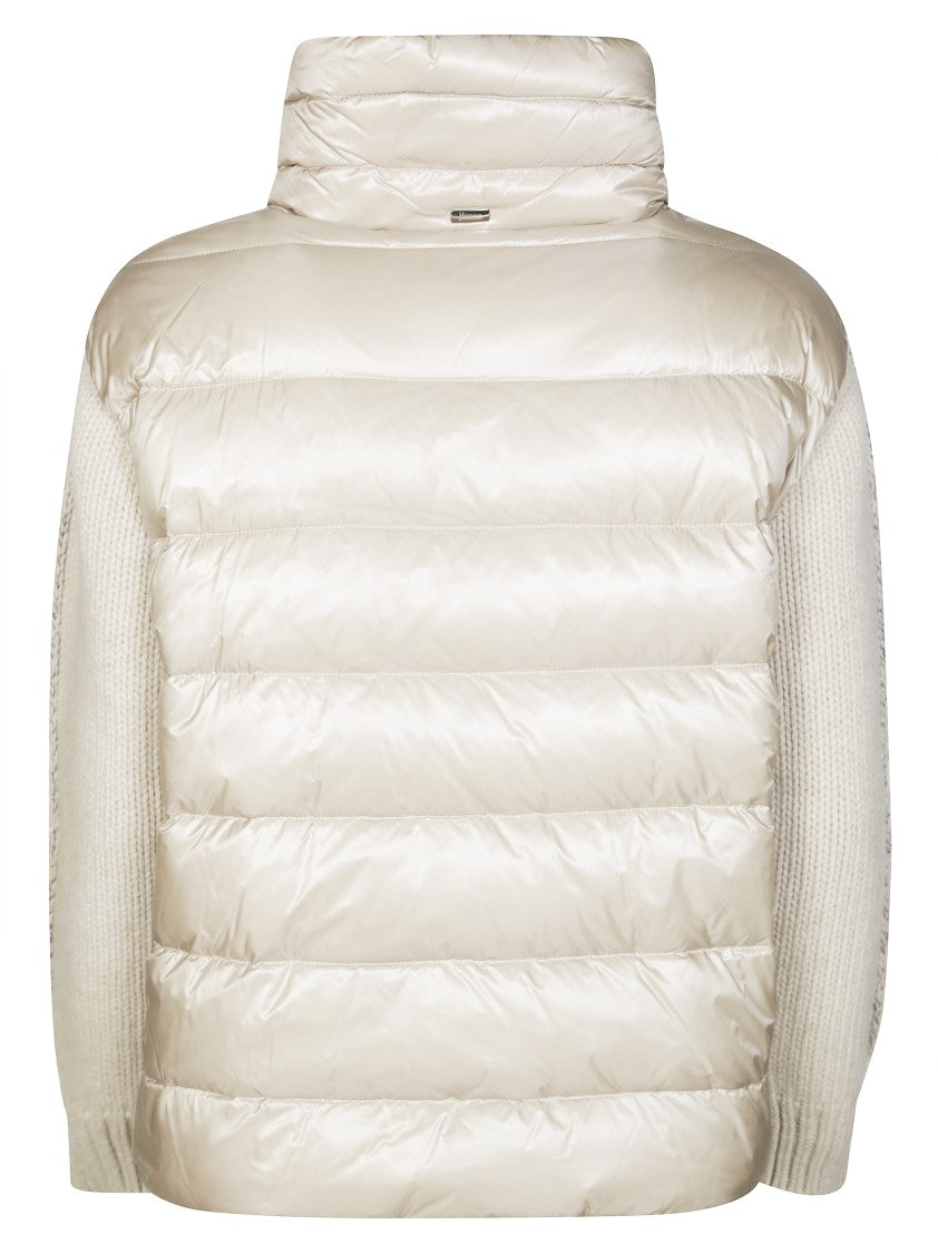 Herno Quilted Bomber Jacket With Contrasting Knitted Sleeves