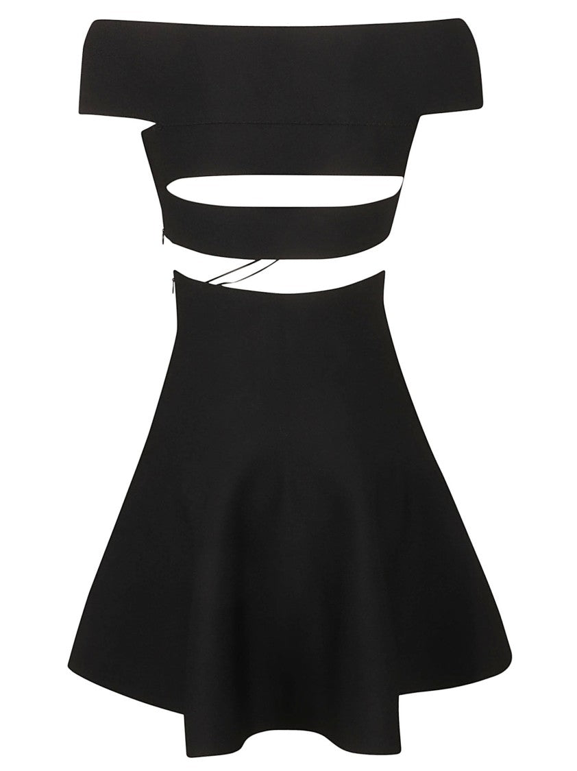 Alexander Mcqueen Fitted Bodice Black Dress With Flowing Skirt