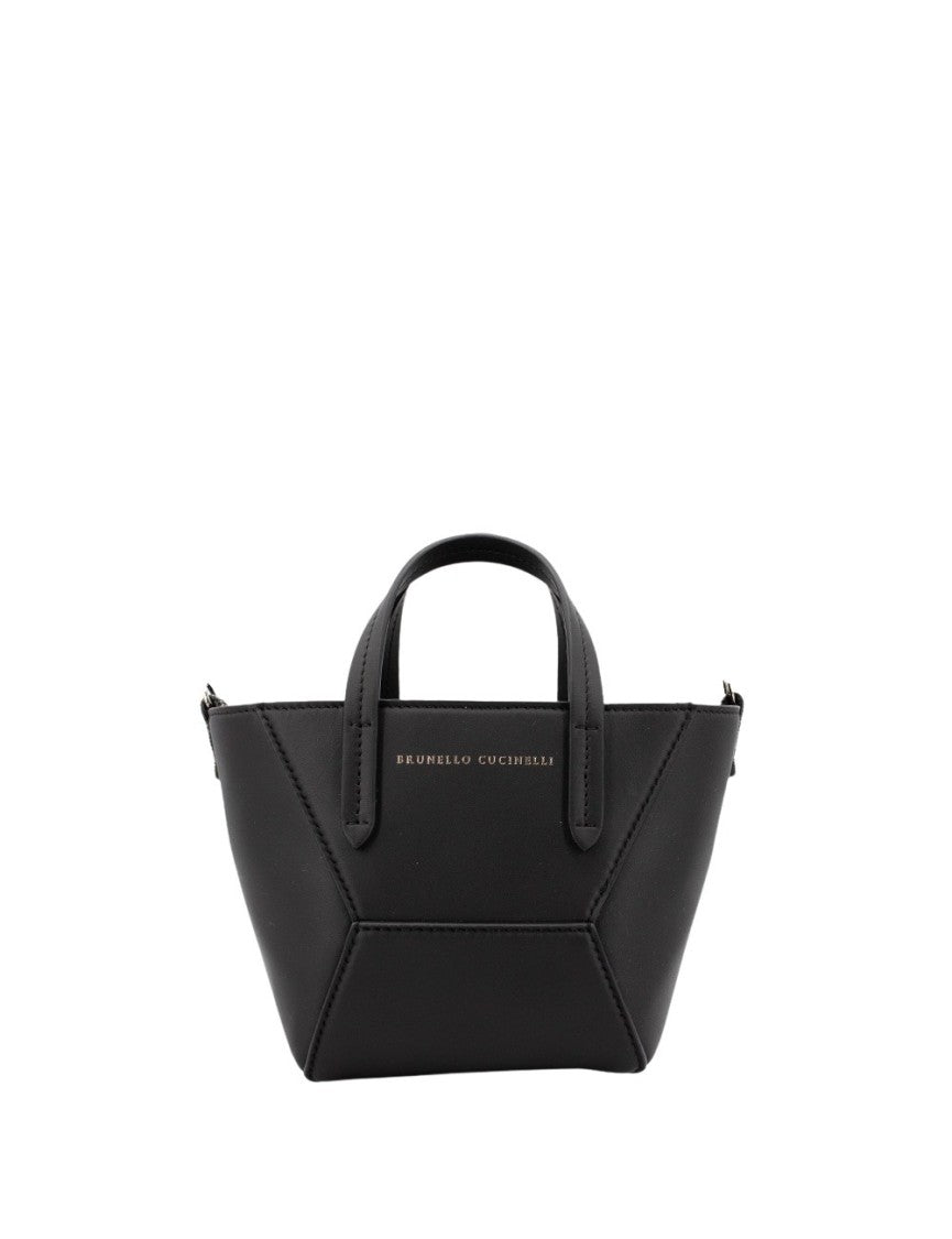 Brunello Cucinelli Hand-Held Leather Bag With Geometric Details