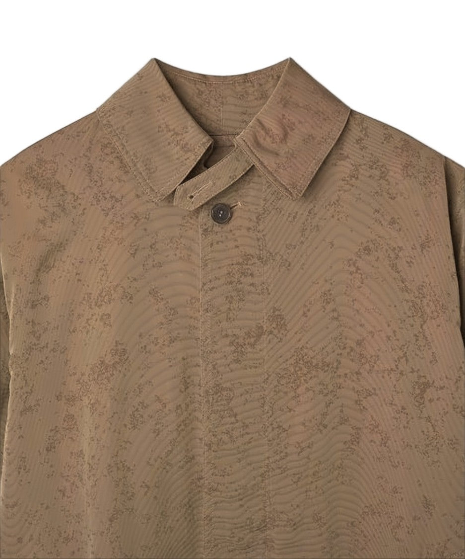 Maison Margiela Textured Brown Viscose-Rayon Coat With Classic Collar And Central Vent