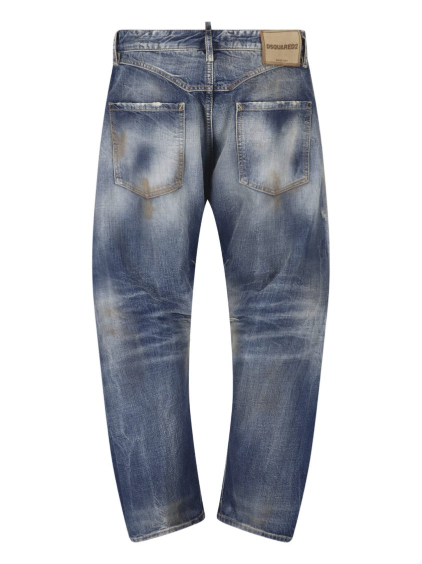 Dsquared2 Blue Kawaii Distressed Wide-Leg Jeans