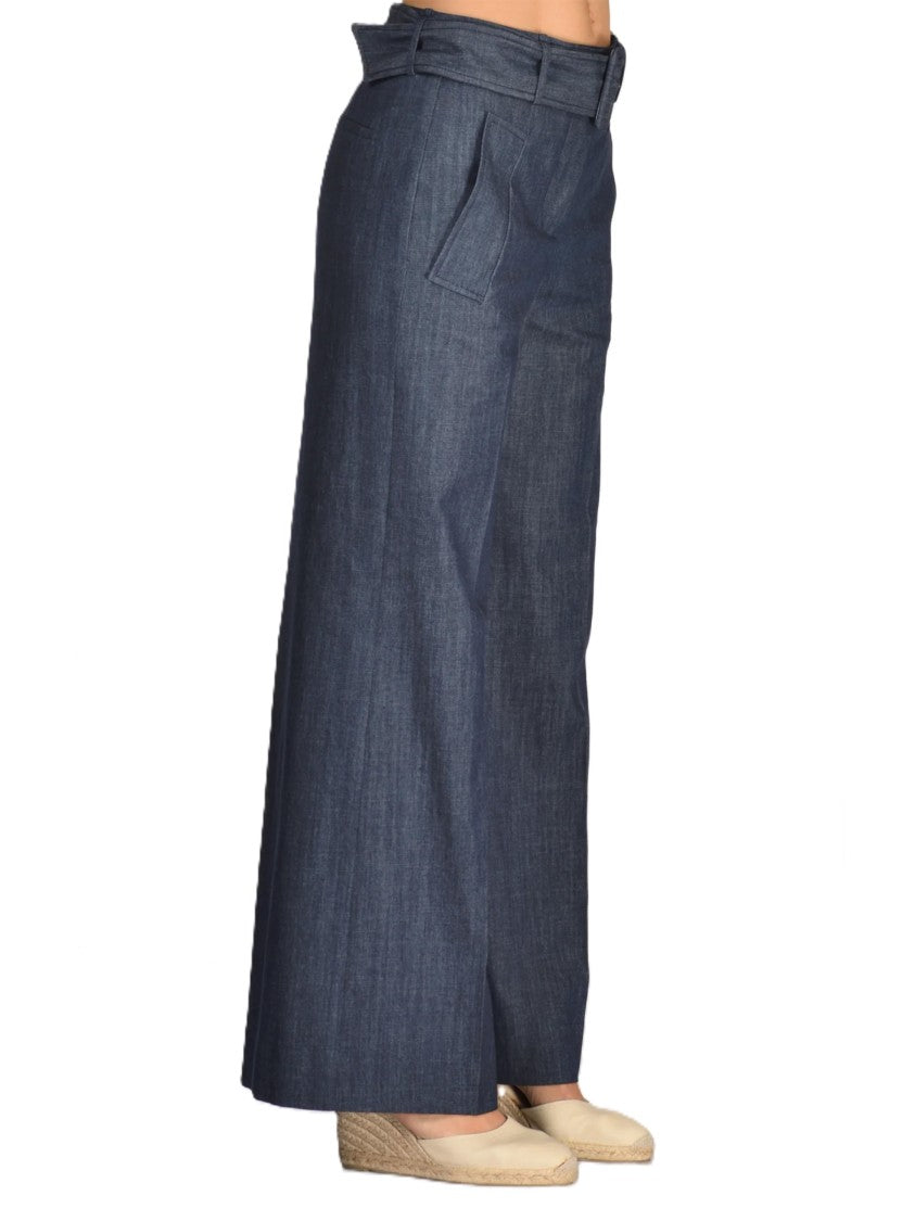 Incotex Dark Blue Wide-Leg High-Waist Trousers