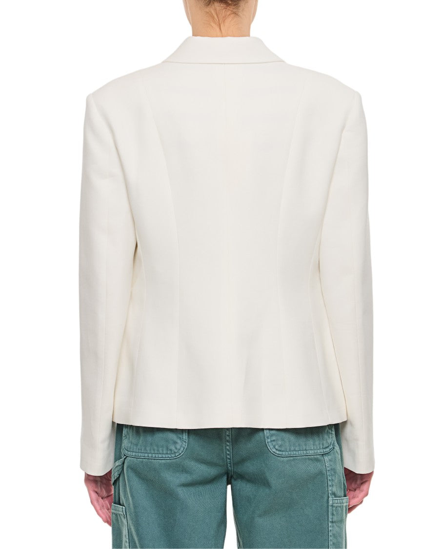Wales Bonner Fitted White Jacket With Crystal Flower Detail