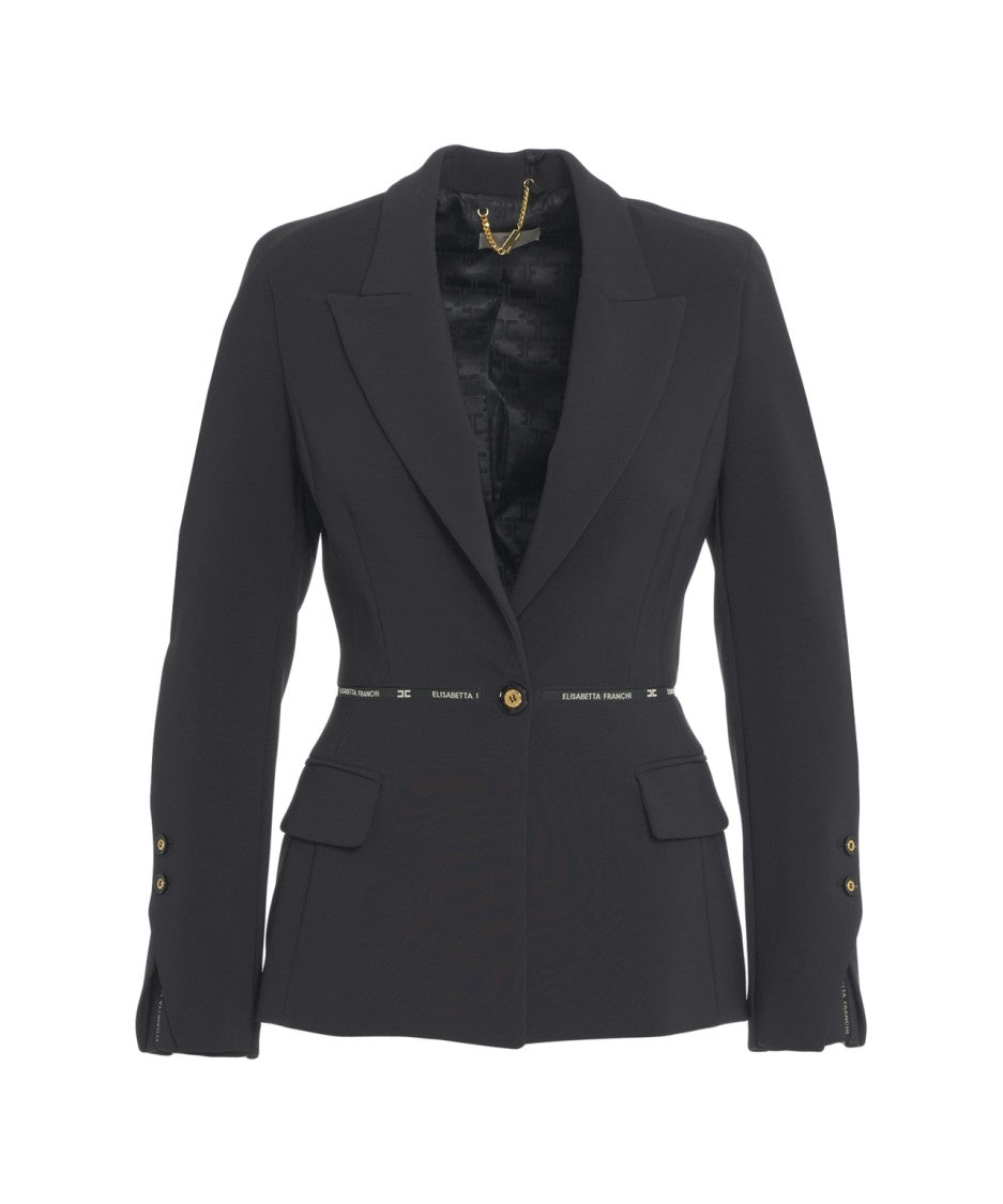 Elisabetta Franchi Crepe Blazer With Logo